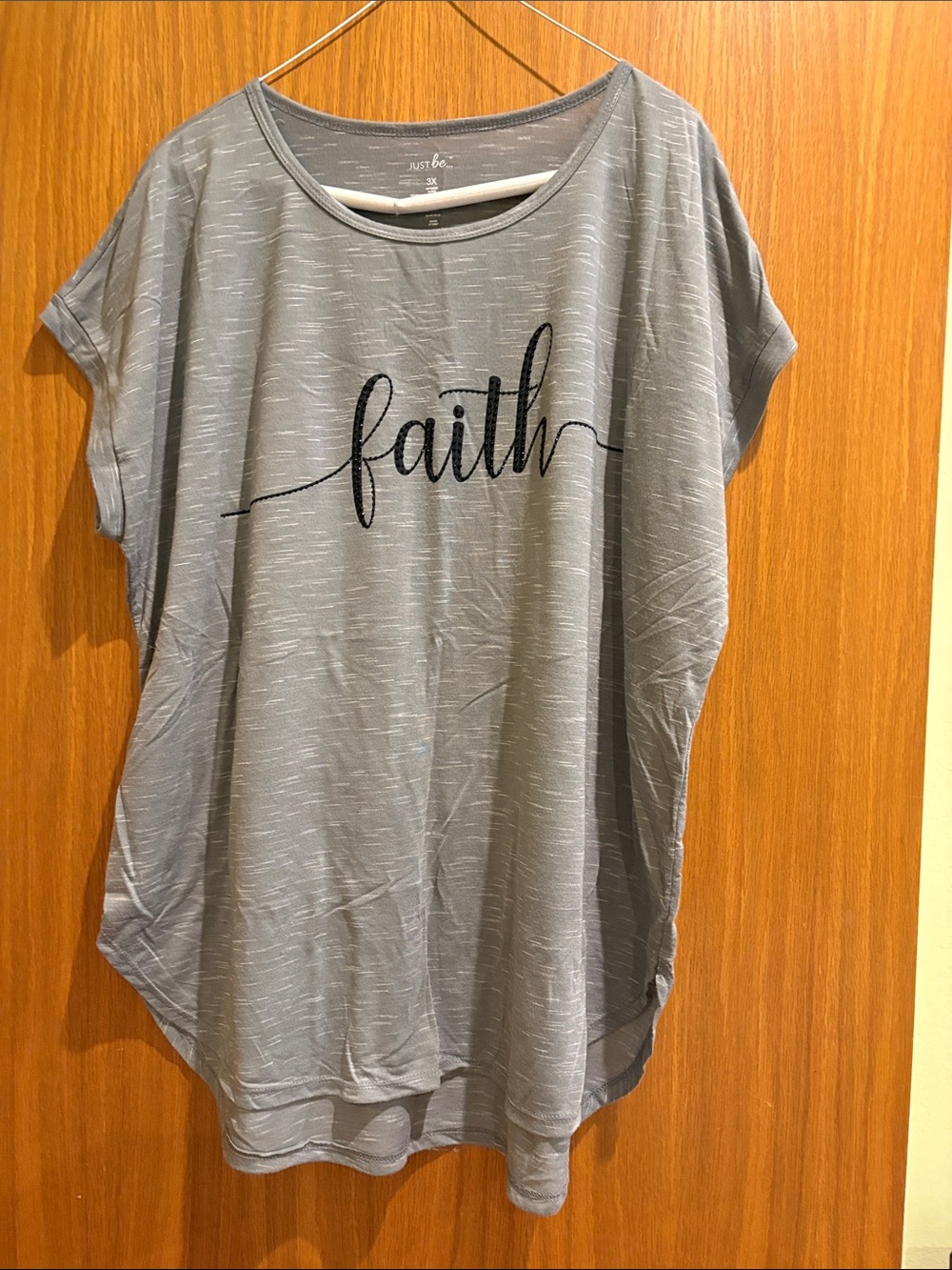 just be Heather Gray 'faith' Short Sleeve Tee